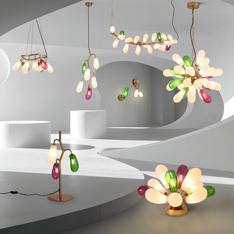 Home Bathroom Lighting Design - Moderne aubergine design gekleurde glazen kroonluchter