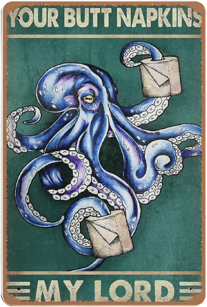 Home Bathroom Signs - Dreacoss Octopus Vintage blikken bord, grappig