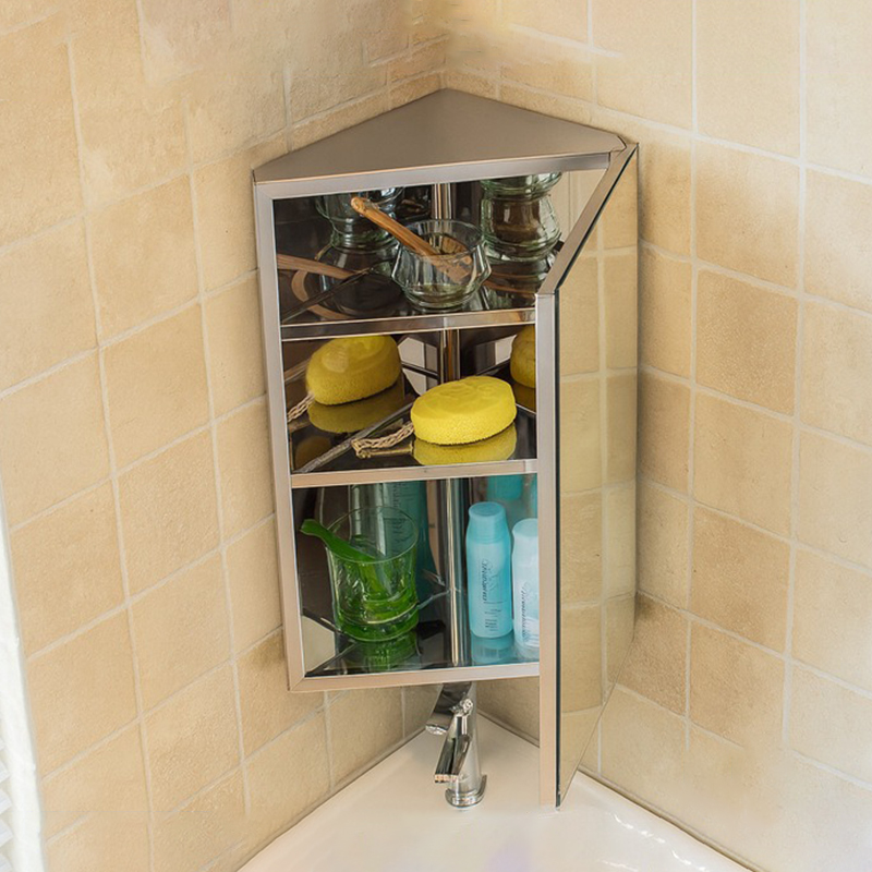Home Theater Bathroom - Badkamer driehoekige spiegelkast hoek wandgemonteerde roestvrijstalen