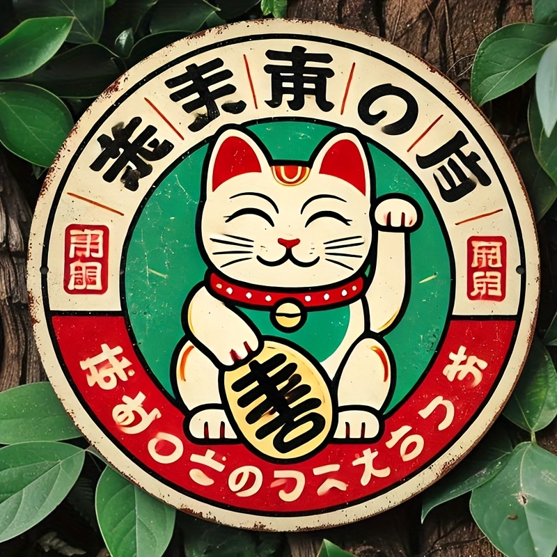 Home Bathroom Signs - Vintage Japanse Maneki Neko Cat metalen
