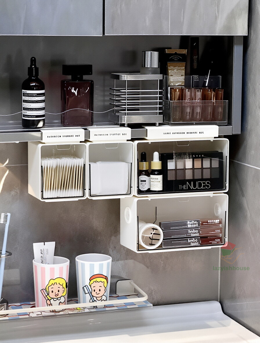 Home Theater Bathroom - Opbergdoos in lade-stijl onder de spiegelkast