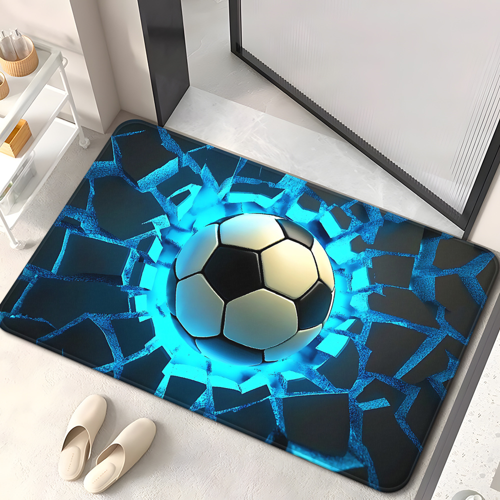 Home Bathroom Break - Voetbal Breaking Wall Flanellen Tapijt Antislip