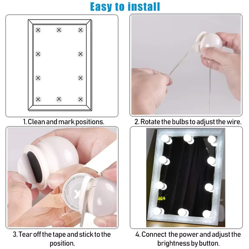 10 LED-spiegellampjes set, dim - Home Theater Bathroom recensie en prijs