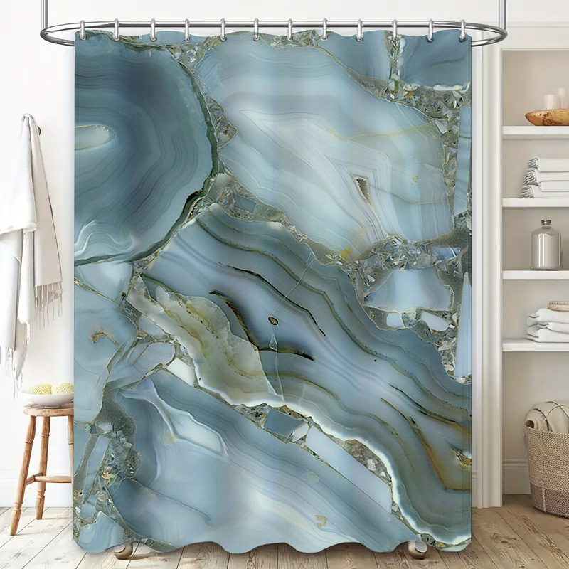 Blauw marmeren douchegordijn w - Home Bathroom Images recensie en prijs
